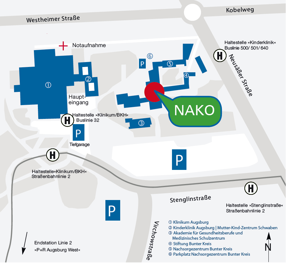 Lageplan der NAKO am Klinikum Augsburg